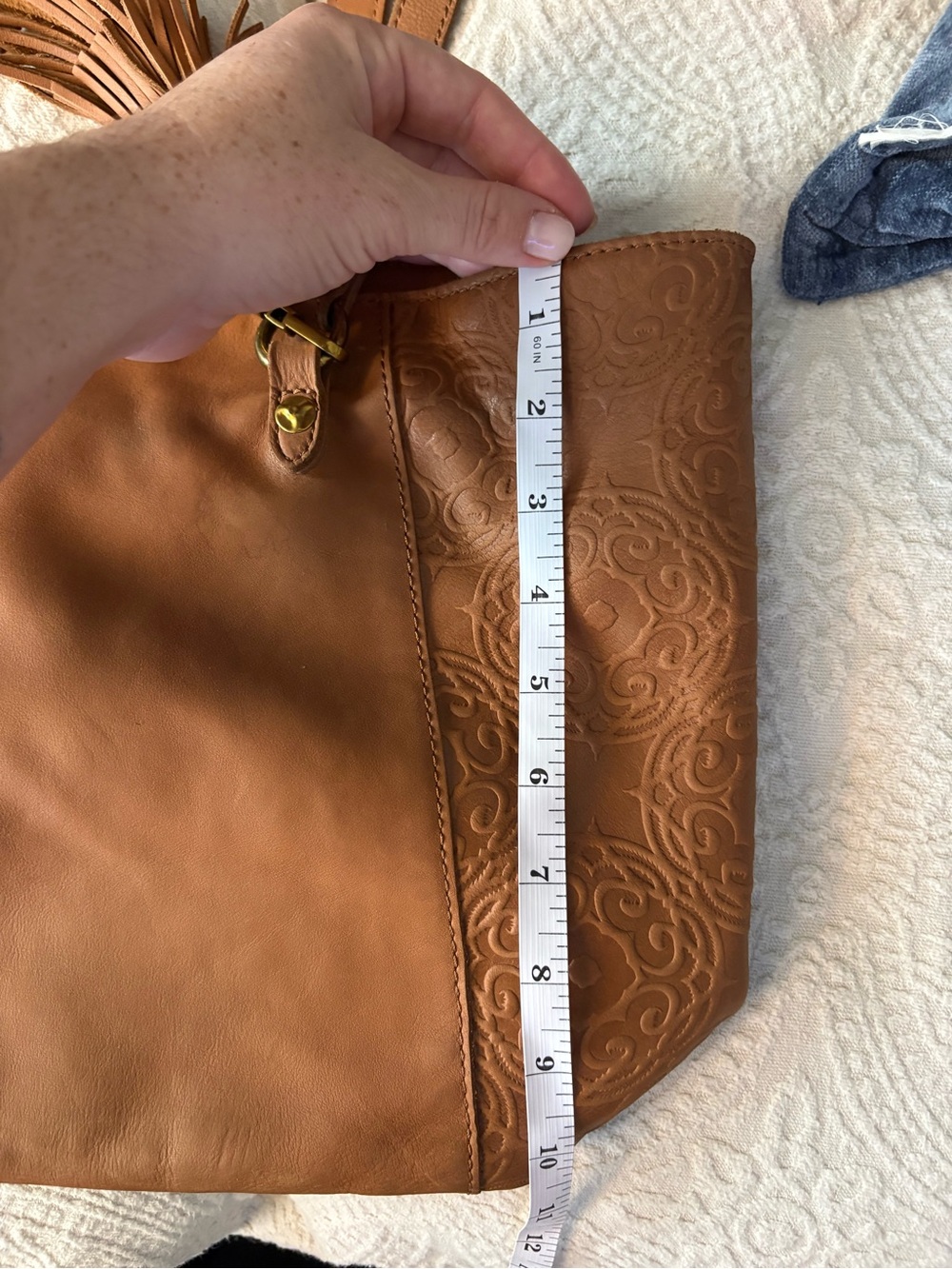 The Sak Sienna Leather Tote Handbag with Tassel Accent Tan Cognac - Picture 10 of 10